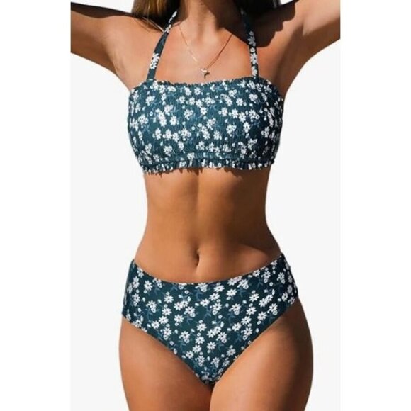 CUPSHE Floral 2 PC Swimsuit Bikini Set Women Size Small NWT - Picture 1 of 12